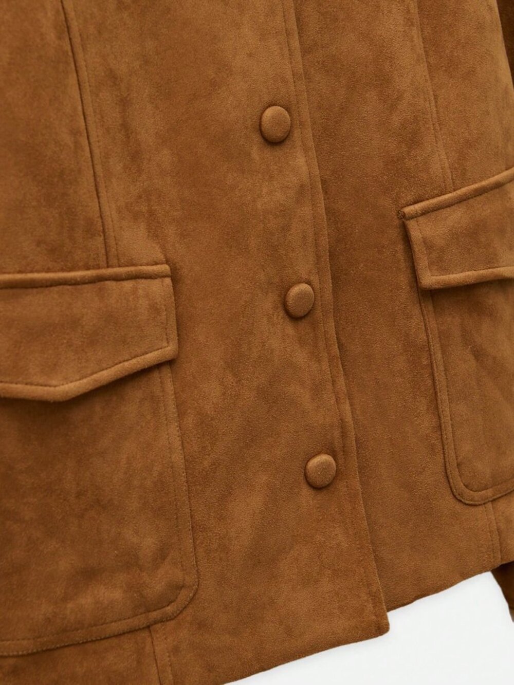 Brown Casual Women's Faux Suede Jacket - Picture 7 of 8